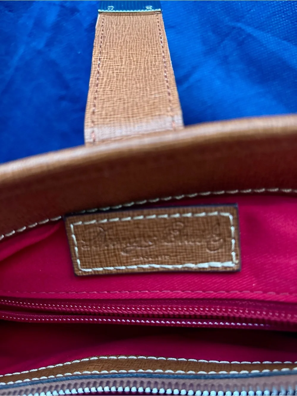 Dooney & Bourke Archives tuck lock Chestnut Leather Tote/Satchel bag